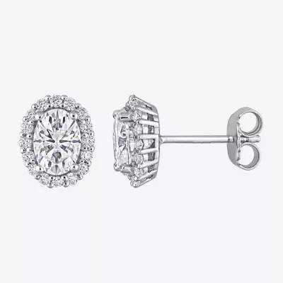 2 1/3 CT. T.W. Lab Created White Moissanite Sterling Silver 9.8mm Stud Earrings
