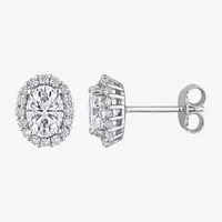 Lab Created White Moissanite Sterling Silver 9.8mm Stud Earrings