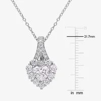 Womens 2 CT. T.W. Lab Created White Moissanite Sterling Silver Heart Pendant Necklace