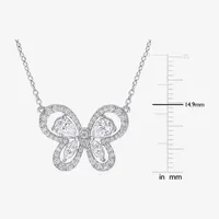 Womens 1 3/4 CT. T.W. Lab Created White Moissanite Sterling Silver Butterfly Pendant Necklace