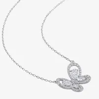 Womens 1 3/4 CT. T.W. Lab Created White Moissanite Sterling Silver Butterfly Pendant Necklace