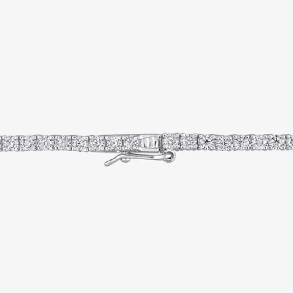 Womens Lab Created White Moissanite Sterling Silver Tennis Necklaces