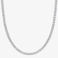 Womens Lab Created White Moissanite Sterling Silver Tennis Necklaces