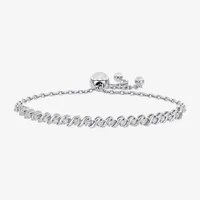 Lab Created White Moissanite Silver Tone Sterling Silver Bolo Bracelet