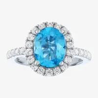 Womens Genuine Topaz Sterling Silver Cocktail Ring