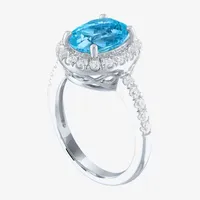 Womens Genuine Topaz Sterling Silver Cocktail Ring