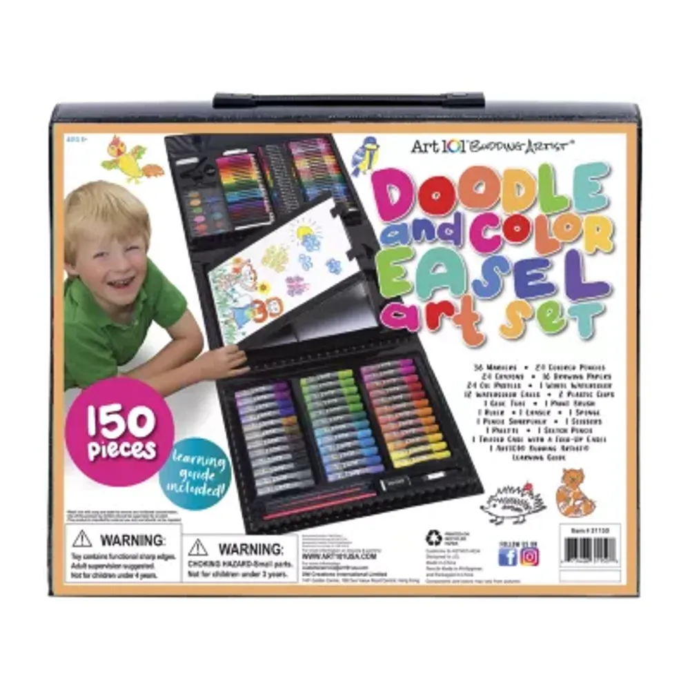 Art 101 Budding Artist Pop-Up Easel 150 Piece Doodle and Color Art Set