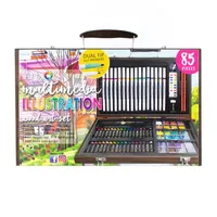 Art 101 Multimedia Illustration 85 Piece Wood Art Set Featuring Illy Markers