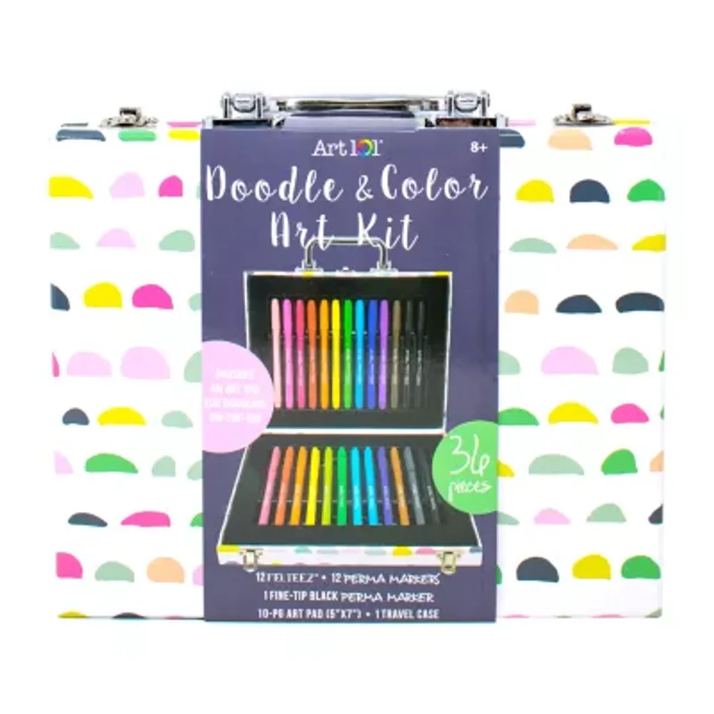 Art 101 Doodle and Color Art Set with 36 Pieces in a Colorful Carrying Case