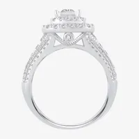 Signature By Modern Bride Womens CT. T.W. Natural White Diamond 14K Gold Cushion Side Stone Halo Engagement Ring