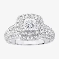 Signature By Modern Bride Womens CT. T.W. Natural White Diamond 14K Gold Cushion Side Stone Halo Engagement Ring