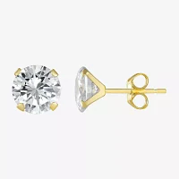 Cubic Zirconia Stud Earrings, 10K Gold Round