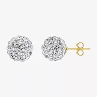 White Crystal 10K Gold 10mm Ball Stud Earrings