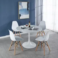 Round Wood-Top Dining Table