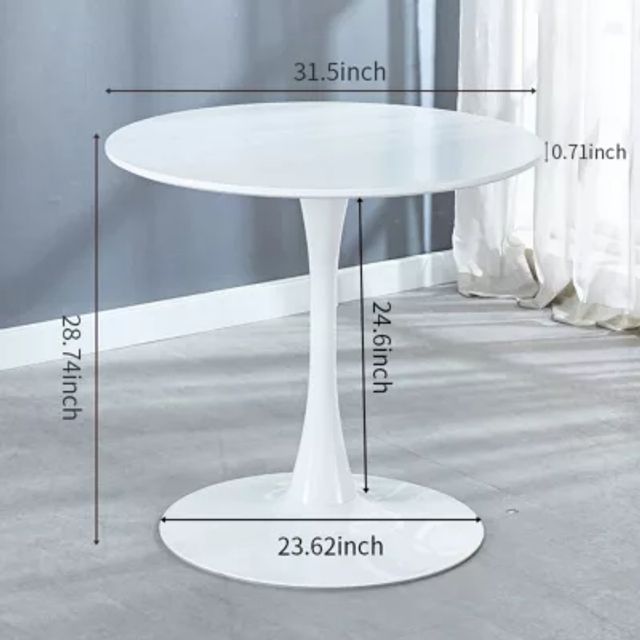 Round Wood-Top Dining Table