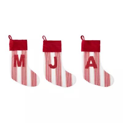 North Pole Trading Co. 20" Red Stripe Monogram Christmas Stocking Collection