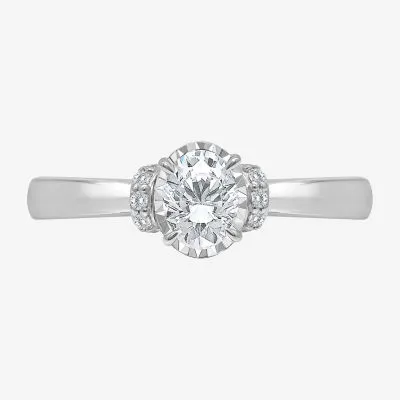 (I / I1) Womens 1 CT. T.W. Lab Grown White Diamond 10K or 14K Gold Oval Solitaire Engagement Ring