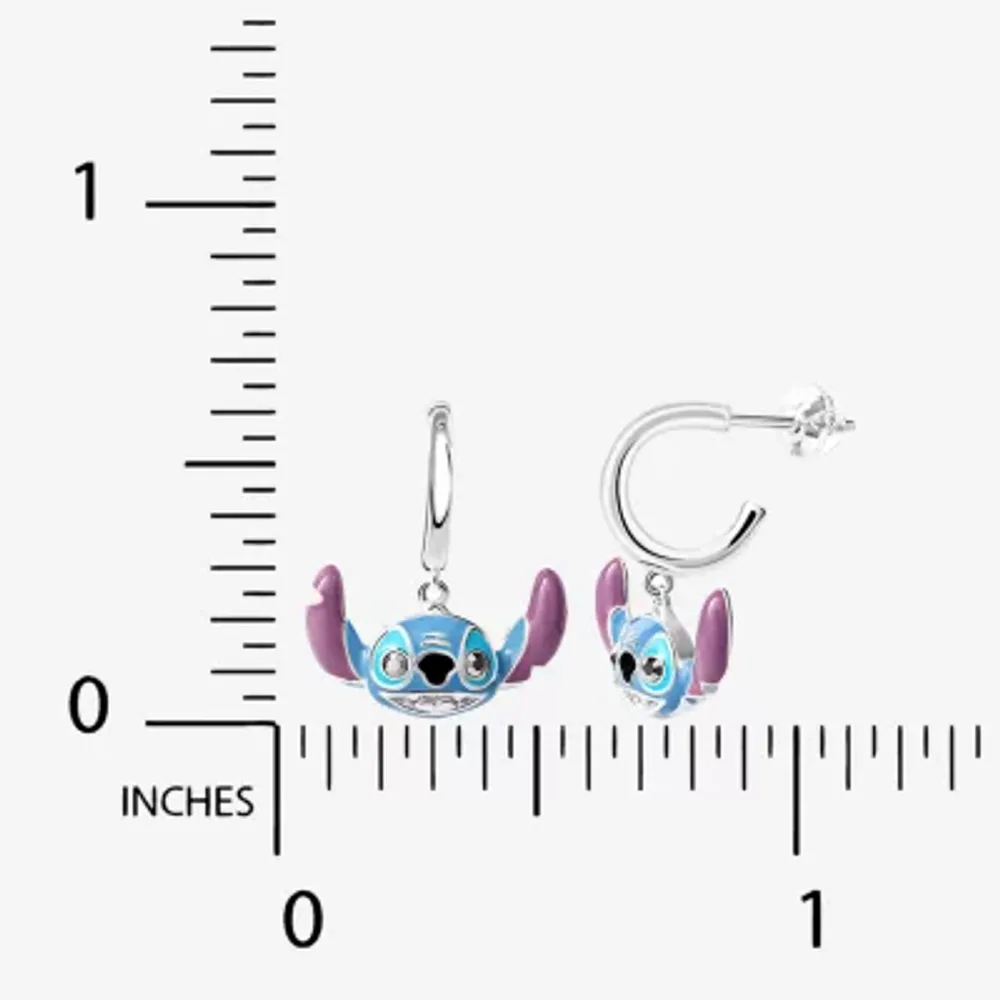 Disney Collection Sterling Silver 16.1mm Lilo & Stitch Hoop Earrings
