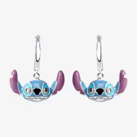 Disney Collection Sterling Silver 16.1mm Lilo & Stitch Hoop Earrings