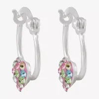 Multi Color Crystal Sterling Silver 14.5mm Heart Hoop Earrings