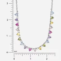 Womens Multi Color Cubic Zirconia Sterling Silver Heart Tennis Necklaces