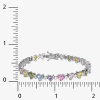 Multi Color Cubic Zirconia Sterling Silver 7.5 Inch Tennis Bracelet