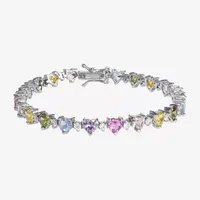 Multi Color Cubic Zirconia Sterling Silver 7.5 Inch Tennis Bracelet