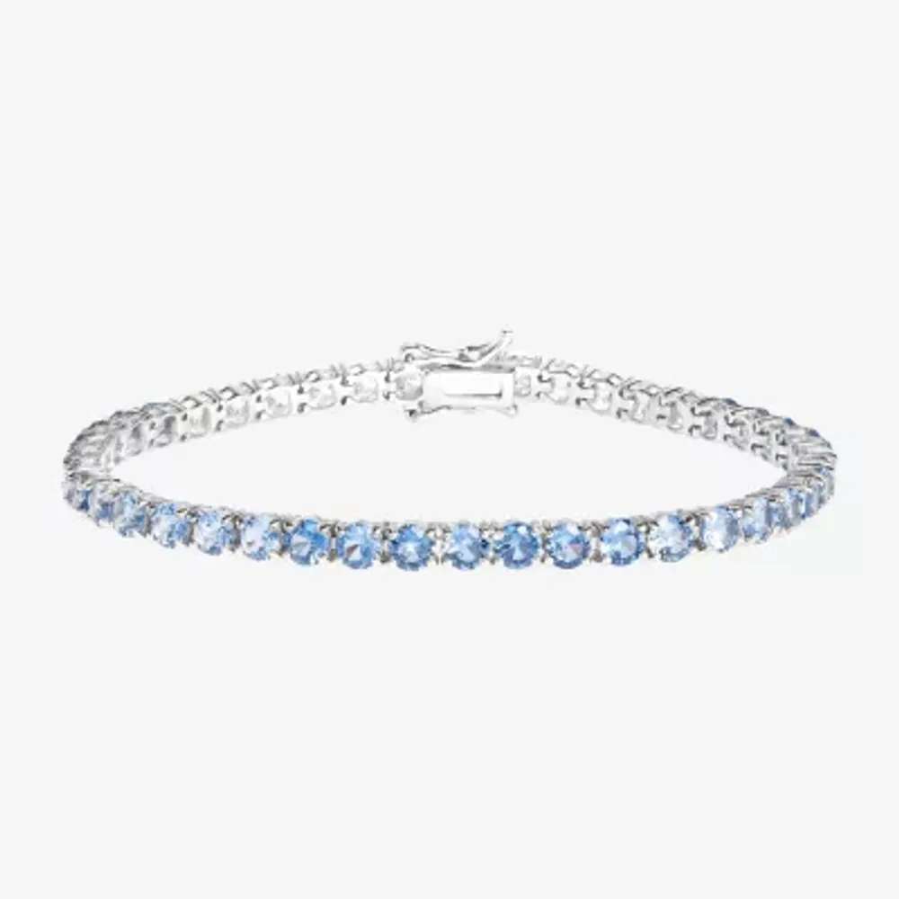 Stone Sterling Silver 7.25 Inch Tennis Bracelet