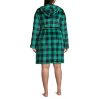 Sleep Chic Womens Plus Long Sleeve Plush Short Robe