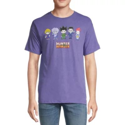 Hunter Mens Crew Neck Short Sleeve Regular Fit Anime Graphic T-Shirt