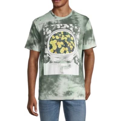 Mens Crew Neck Short Sleeve Regular Fit Tie-Dye Graphic T-Shirt