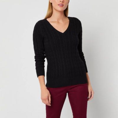 St. John's Bay Tall Womens V Neck Long Sleeve Pullover Sweater