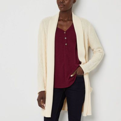 St. John's Bay Tall Womens Long Sleeve Open Front Cardigan