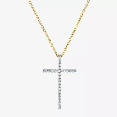 1/10 CT. T.W. Diamond Sterling Silver Cross Pendant Necklace