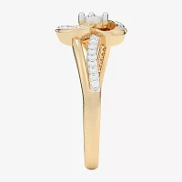 G-H / Si1-Si2) Womens 1/ CT. T.W. Lab Grown White Diamond 10K Gold Heart Bypass Cocktail Ring