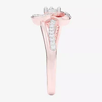 G-H / Si1-Si2) Womens 1/ CT. T.W. Lab Grown White Diamond 10K Rose Gold Heart Bypass Cocktail Ring