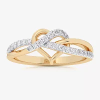 G-H / Si1-Si2) Womens 1/ CT. T.W. Lab Grown White Diamond 10K Gold Heart Bypass Cocktail Ring