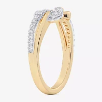 G-H / Si1-Si2) Womens 1/ CT. T.W. Lab Grown White Diamond 10K Gold Heart Bypass Cocktail Ring