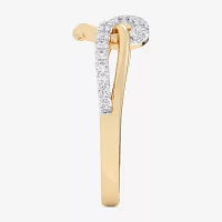 G-H / Si1-Si2) Womens 1/ CT. T.W. Lab Grown White Diamond 10K Gold Heart Bypass Cocktail Ring