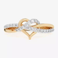 G-H / Si1-Si2) Womens 1/ CT. T.W. Lab Grown White Diamond 10K Gold Heart Bypass Cocktail Ring