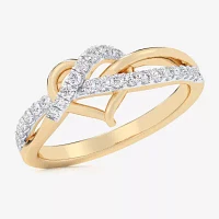 G-H / Si1-Si2) Womens 1/ CT. T.W. Lab Grown White Diamond 10K Gold Heart Bypass Cocktail Ring