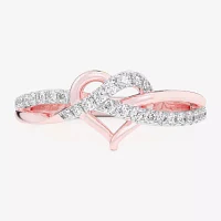 G-H / Si1-Si2) Womens 1/ CT. T.W. Lab Grown White Diamond 10K Rose Gold Heart Bypass Cocktail Ring