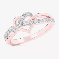 G-H / Si1-Si2) Womens 1/ CT. T.W. Lab Grown White Diamond 10K Rose Gold Heart Bypass Cocktail Ring