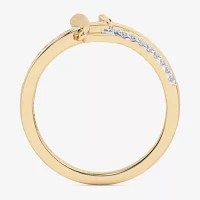 (G-H / Si1-Si2) Womens 1/6 CT. T.W. Lab Grown White Diamond 10K Gold Heart Bypass  Cocktail Ring