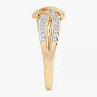 (G-H / Si1-Si2) Womens 1/6 CT. T.W. Lab Grown White Diamond 10K Gold Heart Bypass  Cocktail Ring