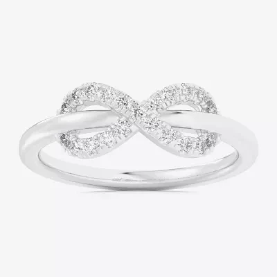 (G-H / Si1-Si2) Womens 1/4 CT. T.W. Lab Grown White Diamond 10K Gold Infinity Bypass  Cocktail Ring