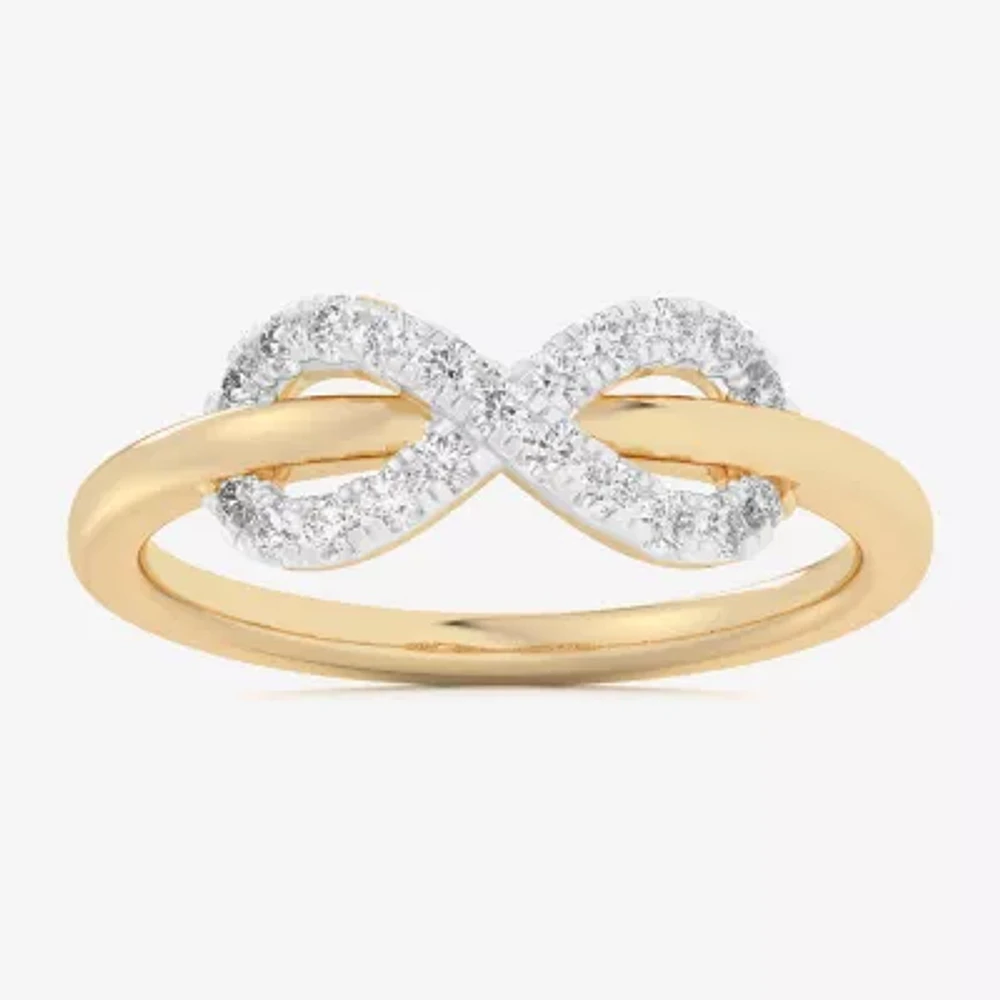 G-H / Si1-Si2) Womens 1/4 CT. T.W. Lab Grown White Diamond 10K Gold Infinity Bypass Cocktail Ring