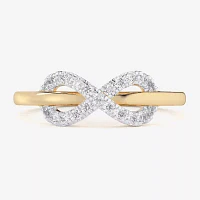 G-H / Si1-Si2) Womens 1/4 CT. T.W. Lab Grown White Diamond 10K Gold Infinity Bypass Cocktail Ring