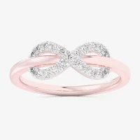 (G-H / Si1-Si2) Womens 1/4 CT. T.W. Lab Grown White Diamond 10K Rose Gold Infinity Bypass  Cocktail Ring