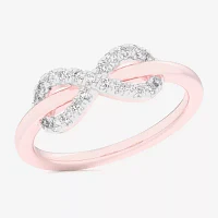 (G-H / Si1-Si2) Womens 1/4 CT. T.W. Lab Grown White Diamond 10K Rose Gold Infinity Bypass  Cocktail Ring